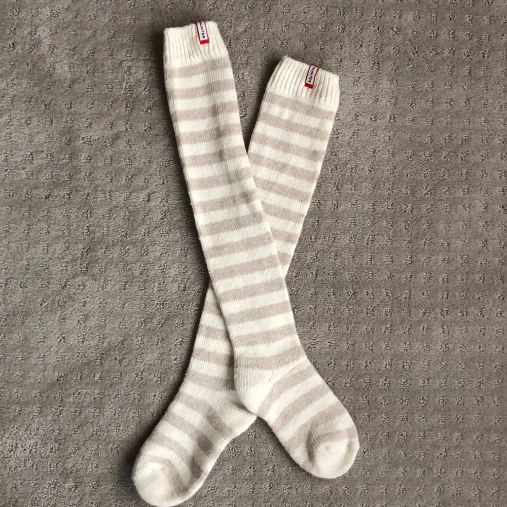 Hunter wool socks. Cream and pink-ish, tan color
